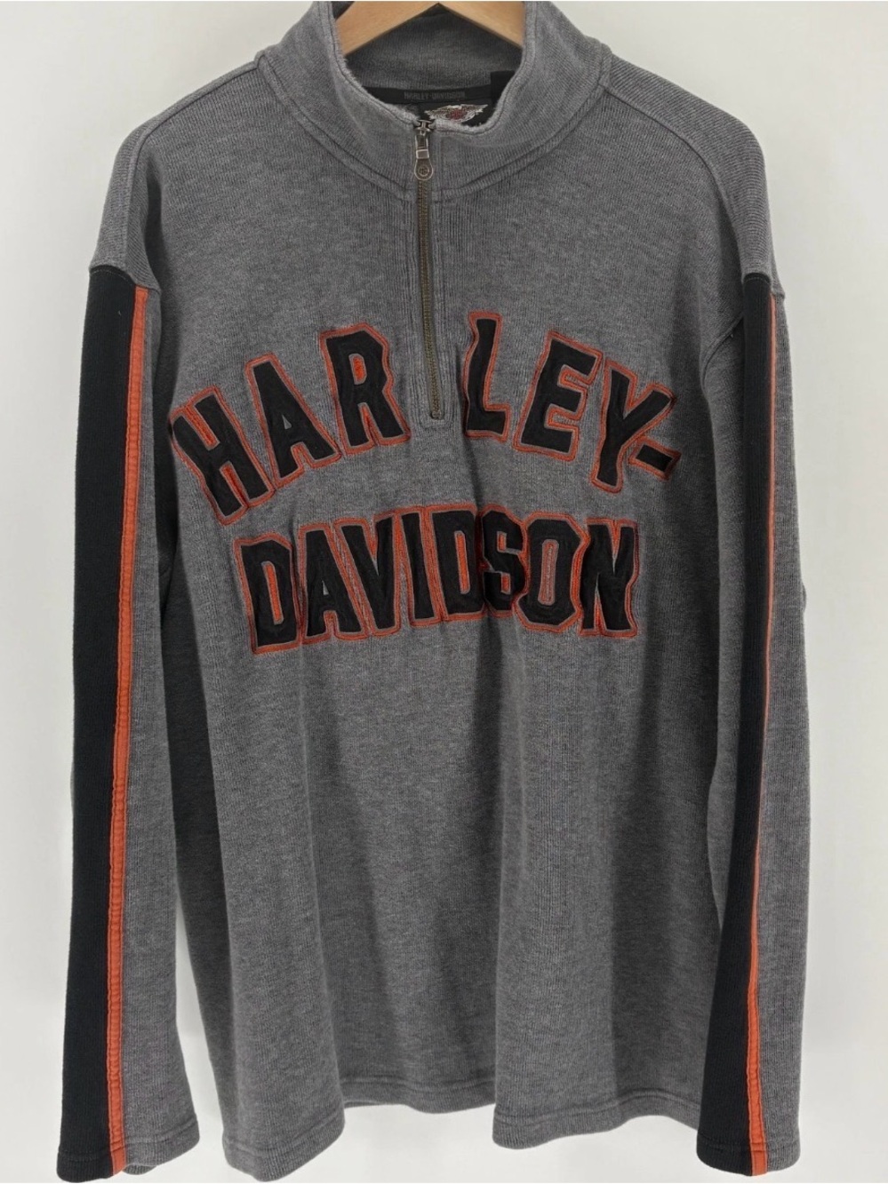 Vtg 90s Y2K Harley Davidson Motorcycles XL 1/4 Quarter Zip Sweatshirt Biker Moto